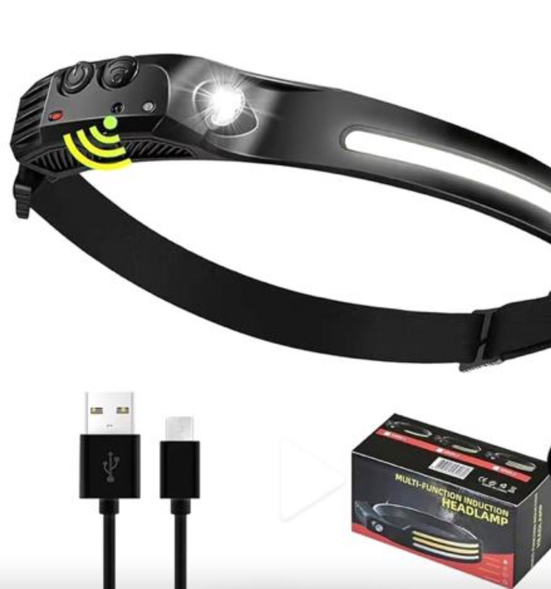 LED Headlamp Rechargeable 2000mAh Battery